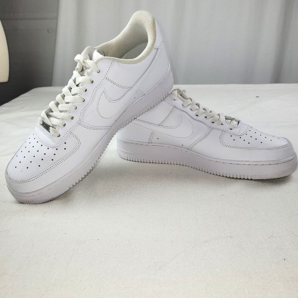 Nike Air Force 1  07 Low White/White Leather Sneakers M 12/ W 13.5